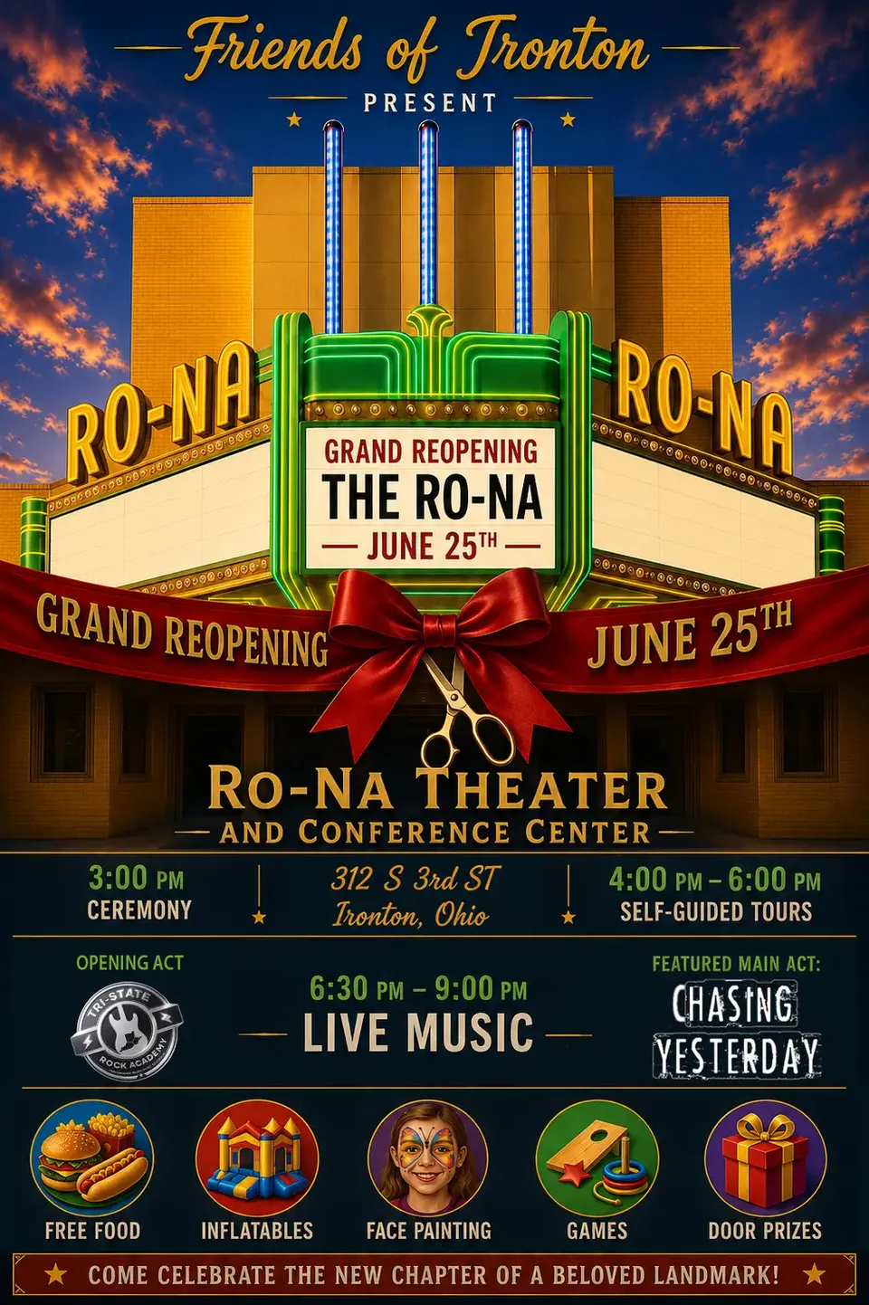 Grand Reopening event poster — June 25th
